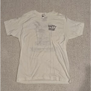 Men's Happy Hour Cream Short Sleeve Tee L with Black Graphic